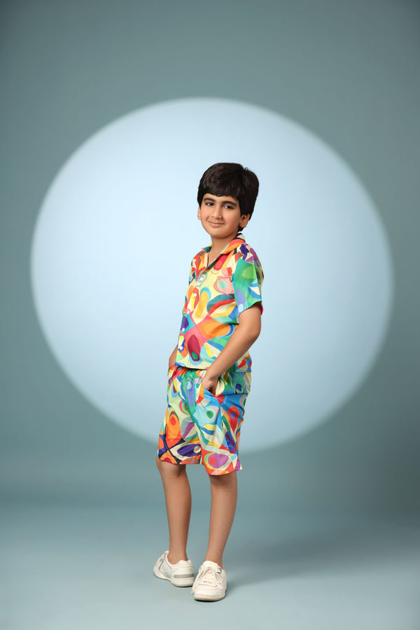 Abstract Print Boys Co-ord Set with Shorts