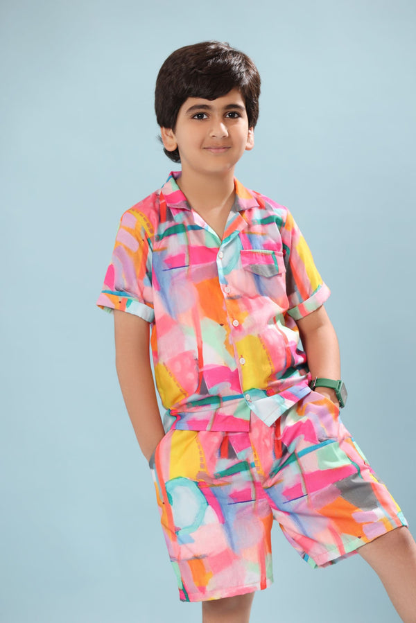 Abstract Print Boys Co-ord Set with Shorts