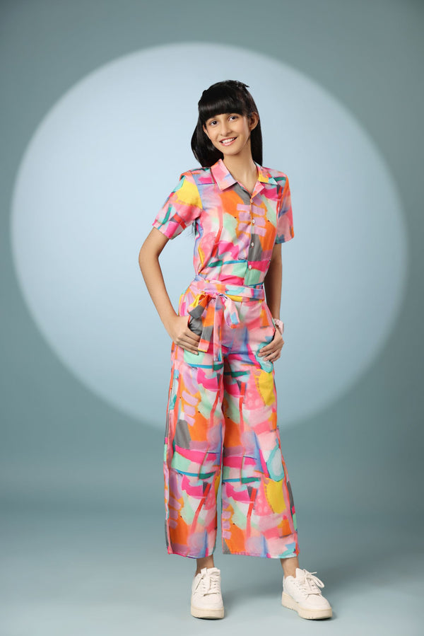 Abstract Print Jumpsuit Dress